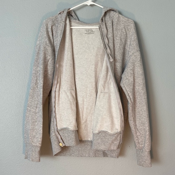 Time and Tru Tops - Time and Tru Gray Cardigan Sweater with Ribbed Cuffs